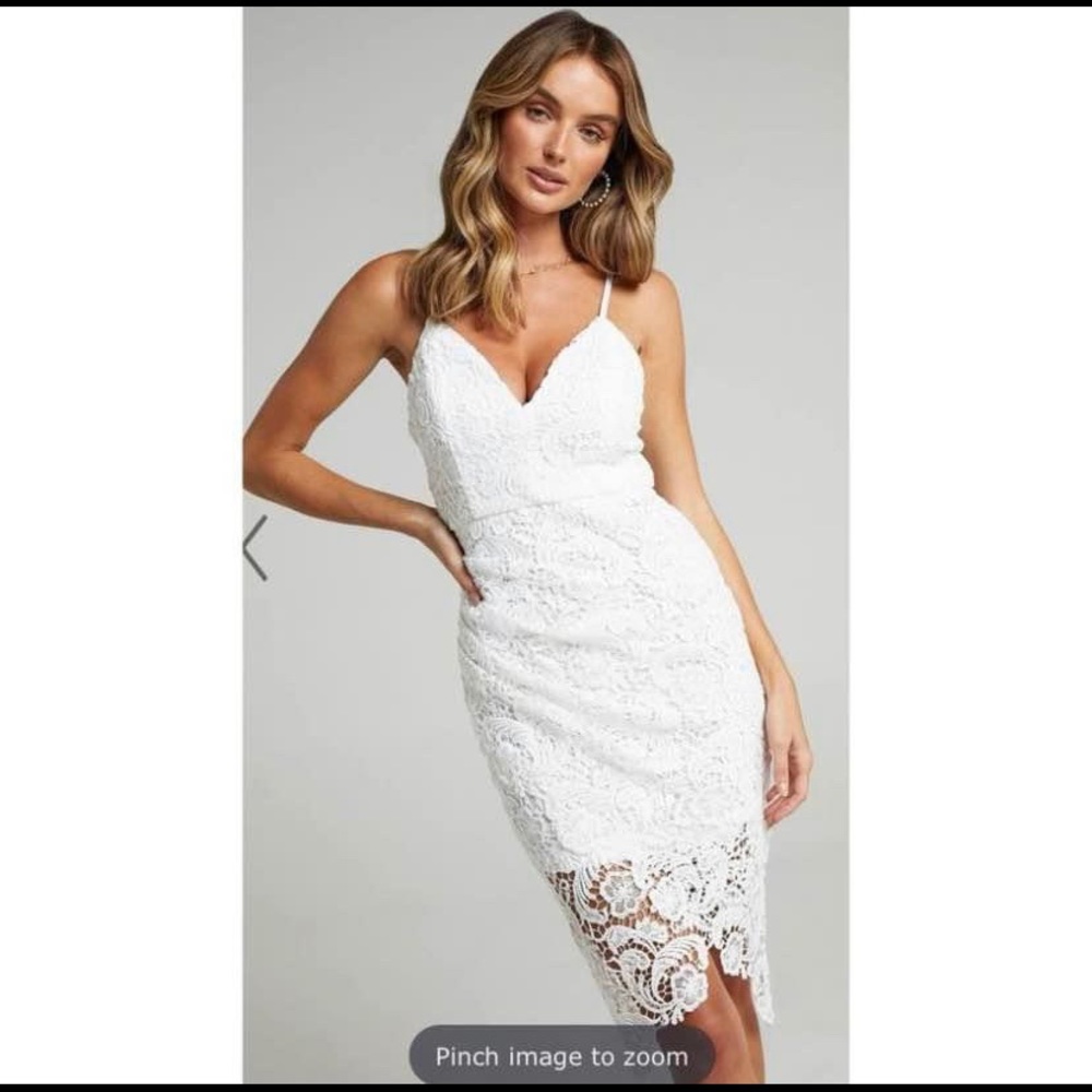 White Lace Midi Dress - Showpo